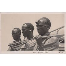East African Types Nandi Warrior Formation Real Photo Postcard