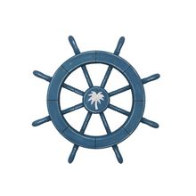 Rustic All Light Blue Decorative Ship Wheel With Palm Tree 18""