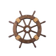 Rustic Wood Finish Decorative Ship Wheel with Seashell 18""