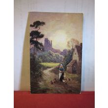 A RURAL SCENE. unused antique postcard by P.P. Co. art =