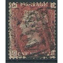 1858 SG43 1d Red Plate 168 Good Used Check Letters "GH".