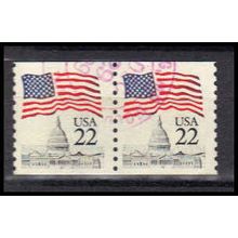 Used 2115 22c U.S. Flag Fine Pair PA0600