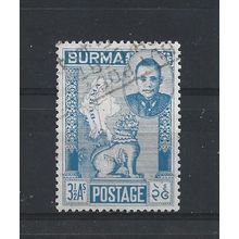 Burma.SG86 3 1/2a Gen.Aung San,Chinthe and Map of Burma (Blue).Fine Used.Jul25c