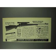 1954 Johnson Bantamweight Rifle Ad - Powerful 30-06