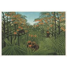 Henri Rousseau Monkeys In The Jungle Painting Postcard