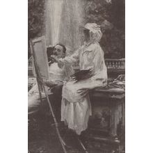 John Sargent The Fountain Chicago Gallery WW1 Painting Postcard