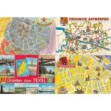 Texel Amsterdam Antwerpen 4x Dutch Map Postcard s