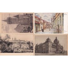 Budapest Harbour in Moonlight Statue Boats 4x Antique Postcard s