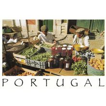 Portugal Jam Jar Seller Grocer Market Postcard