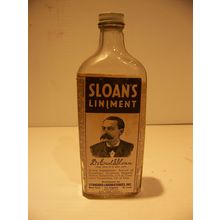 VINTAGE SLOANS LINIMENT GLASS BOTTLE W/ METAL SCREW TOP LID 6 OZ.
