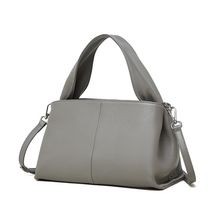 Women Genuine Leather Handbag Grey