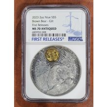 2oz Silver Collectible Wildlife In The Moonlight Brown Bear NGC MS70 RARE