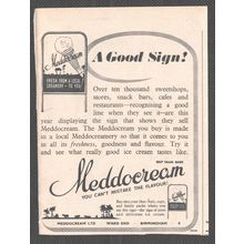 MEDDOCREAM LTD, WARD END, BIRMINGHAM. Ice Cream : Original Vintage 1951 Advert