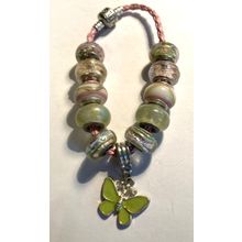 Pink & Lime Green Braided Pink Bracelet with Charms #3362