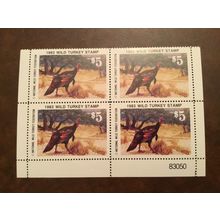 ICOLLECTZONE Wild Turkey Federation 1983 Stamp Plate Block VF NH