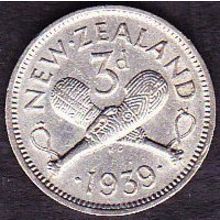 1939 New Zealand Threepence Coin