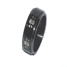 316L Stainless Steel 8mm Skull & Cross Bones Spinner Ring