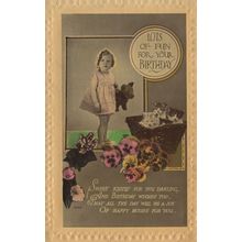 Toy Scotty Scottie Dog Antique Childrens Birthday Postcard