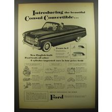 1954 Ford Consul Convertible Car Ad - Introducing the beautiful Consul