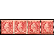 492, Mint NH 2¢ Coil Line Strip of Four CV $153 _ Stuart Katz