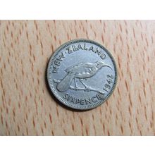New Zealand 1942 6d Sixpence Coin