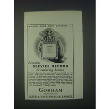 1946 Gorham Ad - Personal Service Record in Enduring Bronze
