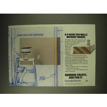 1989 Georgia-Pacific Gypsum Wallboard Ad - G-P gives you walls without worry