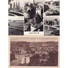 Pozdrav Croatia Aerial Antique Postcard & Zagreb Card