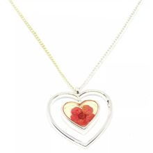 Pink Pressed Flowers Pendant Heart Shaped Pendant on a Necklace Festive Gift