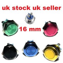 1 x 16mm Anti-Vandal Momentary Stainless Steel Metal Push Button Switch Flat Top