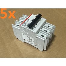 Lot of 5 - ABB S203U-K20A Circuit Breaker, 20 Amp, 240Vac, 3-Pole, UL489