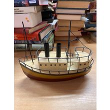METAL SHIP BOAT 17cm-TALL MARITIME BATHROOM ORNAMENT (P3)