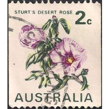 AUSTRALIA, FLOWERS, Sturt's Desert Rose, white 1971, 2c