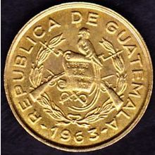 1963 Guatemala 1 Centavo Coin