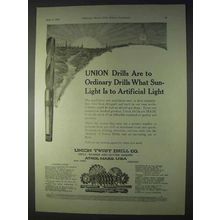 1922 Union Twist Drill Ad - Sunlight, Artificial Light