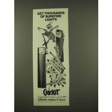 1973 Cricket Disposable Butane Lighter Ad - Surefire