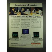 1987 Radio Shack Tandy 3000 HD Xenix Computer System Ad - Streamline