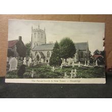 HENSTRIDGE CHUCRH & NEW TOWER, SOMERSET unused antique postcard by A T Mintern