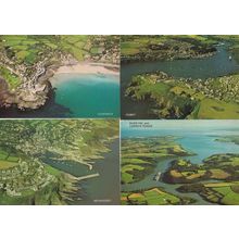 Coverack Porthtowan Falmouth Carrick Roads 4x Cornwall Aerial Map Postcard s