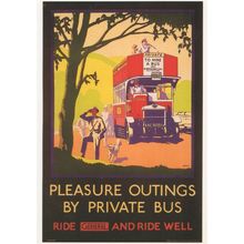 Pleasure Outings By Private Bus 1927 London Transport Poster Postcard