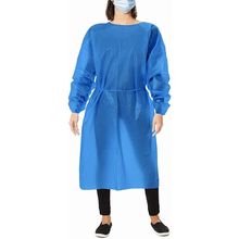 Blue Disposable Isolation Gown, Large. Pack of 10 PP + PE Disposable Gowns Me...