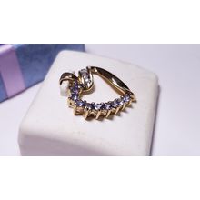 Estate .44cttw Natural Tazanite/Diamond Polished 10Kt Y/Gold Heart Pendant#22496