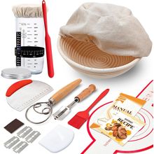 Complete Sourdough Starter Kit, Banneton Bread Proofing Basket with Glass Sourdo