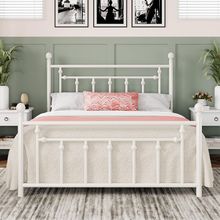 Allewie 14 Inch Full Size Metal Platform Bed Frame with Victorian Vintage Headbo