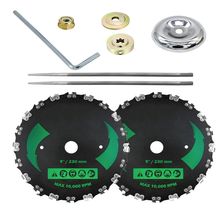 9" X 20T Chainsaw Tooth Brush Blades(2 Pack) with Universal Adapter +2 round Fil