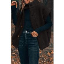 Black Sherpa Stand Collar Jacket Vest