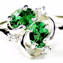 Russian Nanocrystal Emerald, 925 Sterling Silver Ladies Ring, SR016