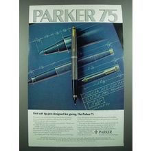 1973 Parker 75 Soft Tip Pen Ad - Designed For Giving