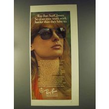 1976 Ray-Ban SunGlasses Ad - Eyes Won't Work Harder