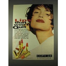 1996 Coty 24 Lipstick Ad - Lips that Won't Quit